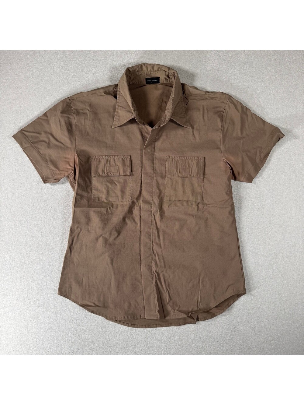 Dsquared 2 Short Sleeve Brown Button-Up Shirt with Chest Pockets